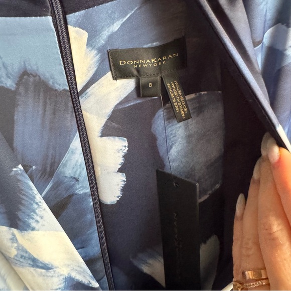 NWT Donna Karan New York FLORAL BELTED A LINE MIDI DRESS Sz 8 - Picture 10 of 14